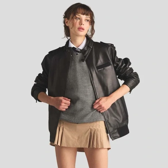 Members Only Iconic Oversized Vintage Leather Racer Biker Bomber